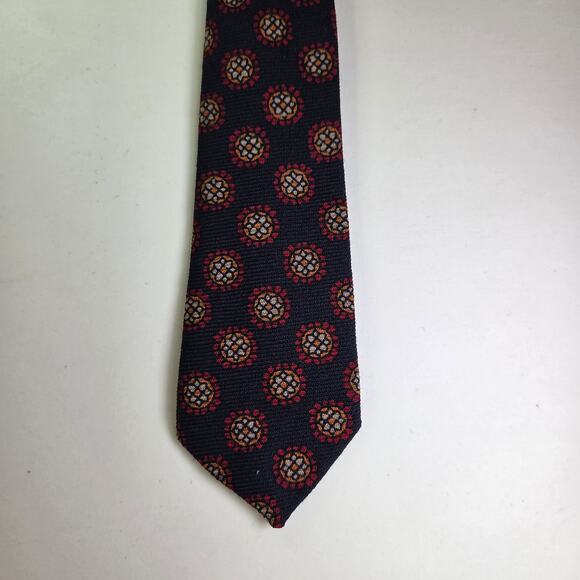 Dayton's Northbriar Shop Wool Challis Tie Navy Red Medallion Vintage 4.5"x55" - Picture 6 of 8